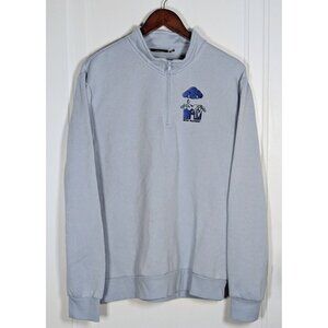 MTV 1/4 Zip Up Pullover Sweatshirt Unisex Medium Light Blue Rain Cloud Emo Y2K